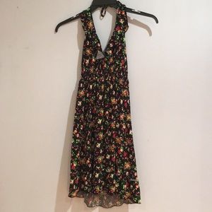 Halter floral mini dress